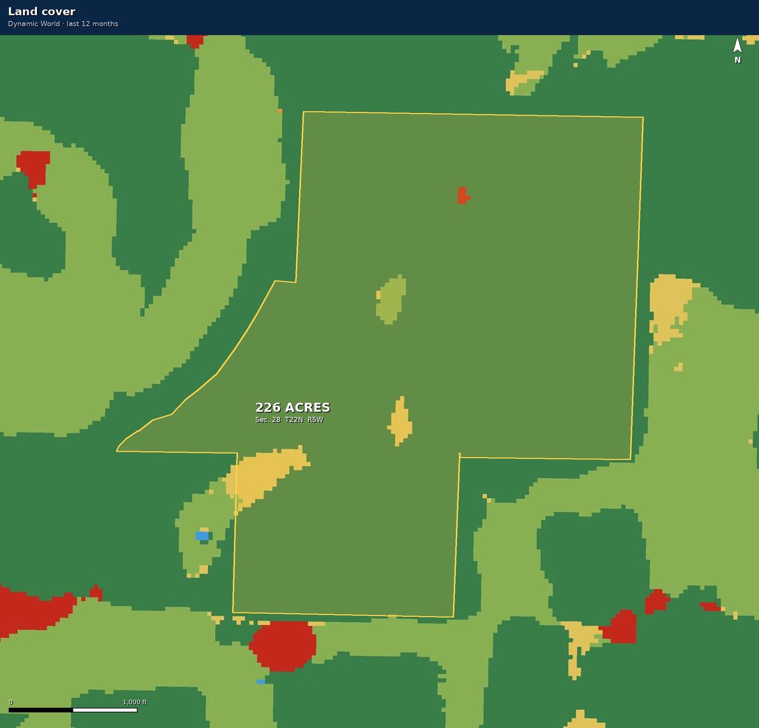 Land cover classification map of the property.
